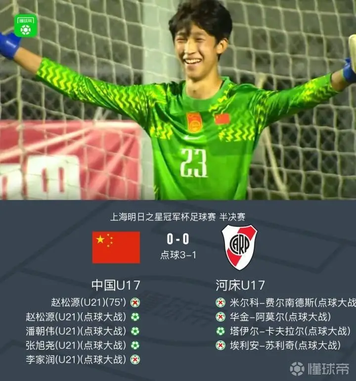 U17国少3-1击败河床U17晋级决赛，将与阿森纳U17再战